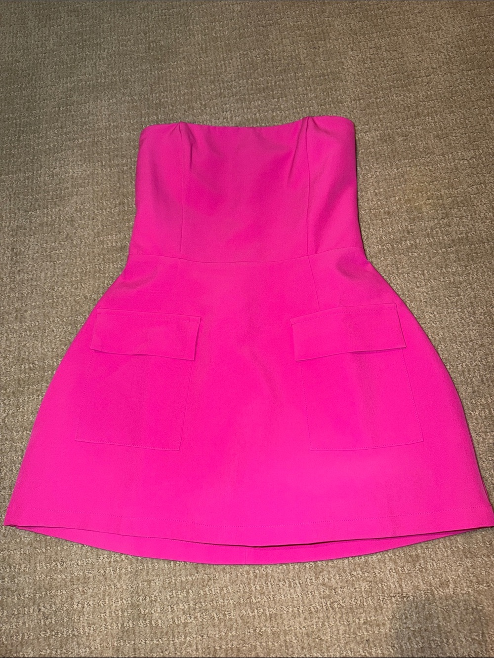 These Three Hot Pink Mini Dress with Front Pockets - shorts underneath - Picture 4 of 6